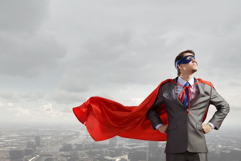 man with superhero cape